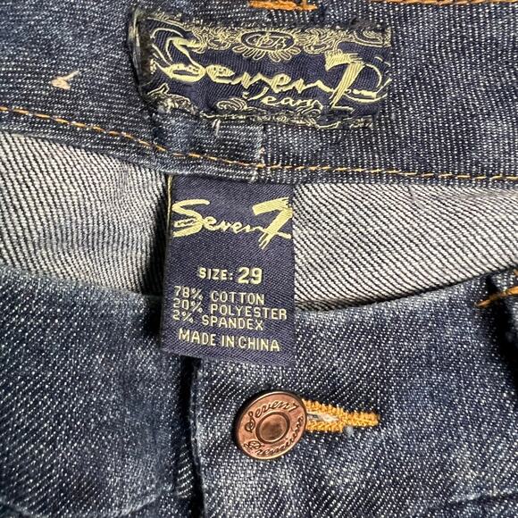 Vintage Seven7 Boot Cut Mid Rise Distressed Details Blue Jeans - Picture 7 of 7